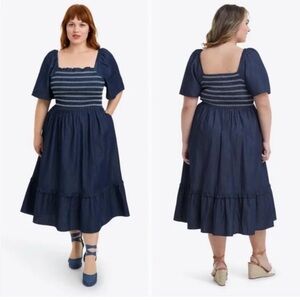 Draper James Navy Blue Midi Dress